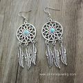 Dream Catcher Pendant Earrings Alloy Feather Dangle Earrings